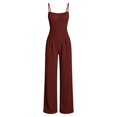 thumbnail image 6 of NMMUED Sleeveless Jumpsuits for Women Wide Leg Spaghetti Strap Long Romper Casual Summer High Waist Dressy Pants Outfit Pockets Wine XXL, 6 of 6