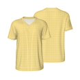 thumbnail image 3 of Daiia Yellow Gingham Mens Baseball Jersey Button Down Shirts Short Sleeve Sports Uniforms-4X-Large, 3 of 9