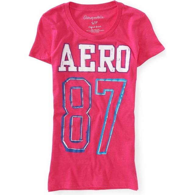 Aeropostale Camiseta gráfica Aero Foil para mujer, rosa, pequeña