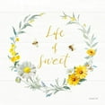 thumbnail image 3 of Nai, Danhui 15x15 Black Modern Framed Museum Art Print Titled - Bees and Blooms_Life is Sweet Wreath, 3 of 5