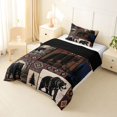 thumbnail image 2 of Manfei Vintage Bear Grid Twin Comforter Sets,Pine Grove Pattern Bedding Set,Brown,Black Reversible,2pcs,1 Comforter and 1 Pillowcase, 2 of 7