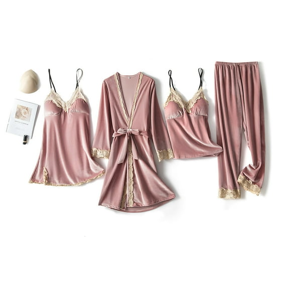 Womens Soft Pajama Clearance- Silk Satin Sexy Bathrobes Plus Size Robe Sleepwear Pink Size XL