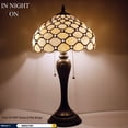 thumbnail image 5 of Stained Glass Lamp Bedside Tiffany Style Table Light Cream Pearl Bead Shade Antique Rustic Resin Base 22" Tall Friend Living Room Bedroom Desk Farmhouse Colorful Bohemian WERFACTORY Led Bulb Included, 5 of 7