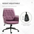 thumbnail image 3 of Vinsetto Spandex Home Office Chair, Tufted Height Adjustable Computer Desk Chair with Swivel Wheels and Padded Armrests, Purple, 3 of 9