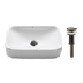 thumbnail image 1 of Kraus KCV-122-ORB Soft Rectangular Ceramic Vessel Bathroom Sink with Pop-Up Drain, White - Oil Rubbed Bronze, 1 of 1