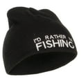 thumbnail image 4 of I'd Rather Be Fishing Embroidered Short Beanie - Black OSFM, 4 of 5