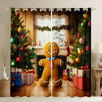 Castle Fairy Gingerbread Man Black Out Curtains for Teens,Christmas Tree Curtains Pack of 2 (42x63 Each),Festival Xmas Bedroom Curtains,Luxury Bedroom Decor