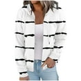 thumbnail image 2 of Usmixi 2025 Winter Womens Sweatshirt Coat Hooded Coat for Women Fashion Striped Print Zip up Drawstring Hoodies Tops Lightweight Casual Long Sleeve Fall Sweatshirt Outwear with Pocket, 2 of 6