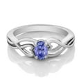 thumbnail image 3 of Gem Stone King 925 Sterling Silver Blue Tanzanite Engagement Ring for Women (0.45 Cttw, Gemstone Birthstone, Oval 6X4MM, Available in Size 5,6,7,8,9), 3 of 5