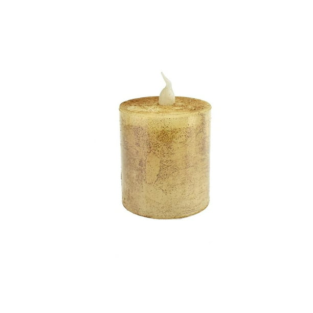 Battery Operated LED Votive Candle with BuiltIn Timer, Tan, 21/4Inch