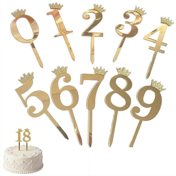 10 PCS Number for Cake Topper, Large Acrylic Cake Numbers Topper 0-9 Numbers,DIY Cakes Toppers with Number, for Wedding Happy Birthday Valentines Anniversary Party Supplies Decorations
