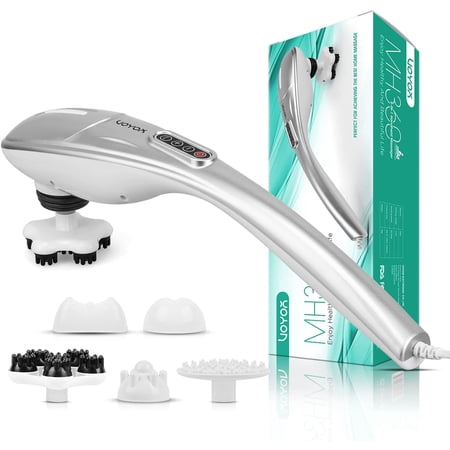 Back Massager Handheld Electric Massager for Neck and Back Shoulder Full Body Deep Tissue Percussion Massage  with 5 Adjustable Strength Levels and 5 Multi-Functional Heads