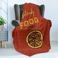thumbnail image 4 of Meme Soft Flannel Fleece Throw Blanket, I Am in a Relationship with Food Sorry Words with Pizza Doodle, Cozy Plush for Indoor and Outdoor Use, 70" x 90", Paprika Earth Yellow, by Ambesonne, 4 of 5