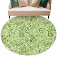 thumbnail image 2 of Round Area Rug 8 Ft, Vintage Green Washable Non-Slip Circle Carpet for Living Room/Bedroom, Retro Botanical Abstract Art Collection Low-Profile Large Area Rugs for Indoor, 2 of 7