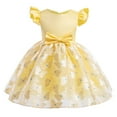 thumbnail image 2 of NAISIBABY Girls Princess Dress, Floral Embroidery Mesh Ruffled Sleeve Kids Prom Maxi Dress Yellow 6T, 2 of 4