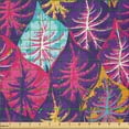thumbnail image 2 of Ambesonne Tropical Fabric by the Yard Microfiber, Brush Exotic Leaves Art, 10 Yards, Purple Turquoise Fuchsia, 2 of 2