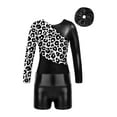 thumbnail image 6 of JanJean Kids Girls Gymnastics Dance Outfits Long Sleeve Ballet Dance Leotards with Shorts Hair Band Black 4, 6 of 9