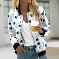 thumbnail image 2 of Tiweut Casual Jackets Womens Floral Print Round Neck Loose Fit Long Sleeve Coat Cardigan Blouses Blue,M, 2 of 5