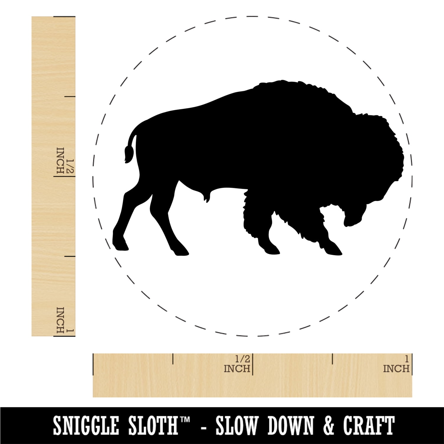 American Buffalo Bison Solid Self-Inking Rubber Stamp Ink Stamper - Black Ink - Medium 1 Inch
