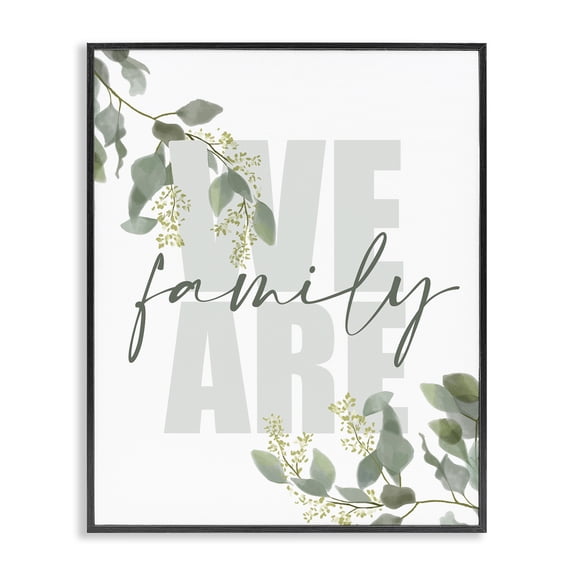 Stupell Industries Farmhouse We Are Family Peaceful Green Florals Black Framed Giclee Art, 11 x 14, by Kim Allen