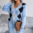 thumbnail image 3 of Suéter casual de rombos de estilo universitario de otoño e invierno europeo y americano para mujer, 3 of 5