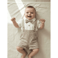 thumbnail image 3 of Miaouyo Infant Baby Boys Summer Clothing Set 0 3 6 9 12 18 Months Short Sleeve Bow Tie Romper with Plaid Suspender Shorts Summer Outfit, 3 of 9