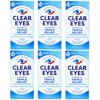 Clear Eyes Triple Relief Eye Drops, Relieves Redness & Calms Irritation, 0.5 Fl Oz - 6 Pack