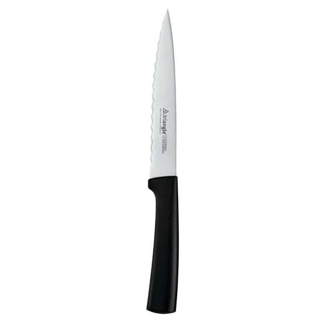 Cuchillo de cocina triangular con hoja de acero inoxidable con borde ondulado de 16 cm