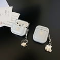 thumbnail image 2 of For AirPods 1/2 Silver Sky Star Pattern Cute Metal Label Apple Logo Earphones Case TPU Shockproof Headset Cover With Star Pendant, 2 of 5