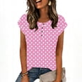 thumbnail image 6 of yillto Womens Short Sleeve Tops Summer Printed Crewneck Buttons Pullover Shirts Casual Dressy Tunic Blouses, 6 of 7