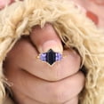 thumbnail image 2 of CHIRAGEMSJEWEL Long Hexagon Sandstone Wedding Ring , Amethyst Cluster Ring , 9X5MM / 1.5ct Christmas Gift for Love, 2 of 8