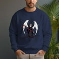 thumbnail image 3 of Men's 330g 100% Cotton Dropped Shoulder Crew Neck Sweatshirt-Grim Reaper Pattern, 3 of 15