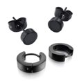 thumbnail image 2 of Pendientes de acero Inoxidable Yashi Aro Hoop Huggie color negro, 2 of 5