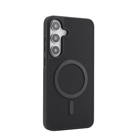 ELEHOLD Magnetic Case for Samsung Galaxy S25, Carbon Fiber Texture Shockproof Case, Military Drop Protection Slim Fit Cover,Black
