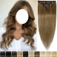 thumbnail image 2 of SEGO Clip in Human Hair Extensions Full Head 100% Real Remy Thick Hair Extensions Silky Straight(7 pcs/15 clips), 2 of 8