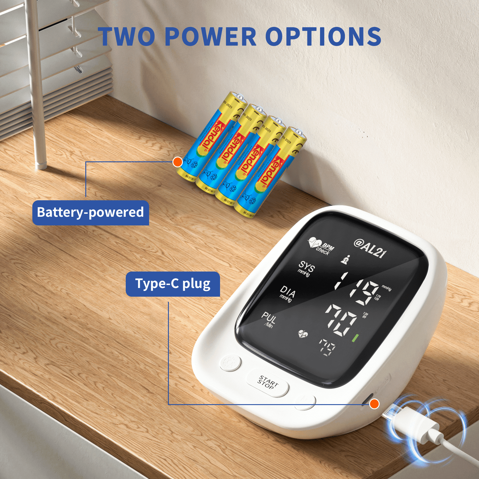 @AL21 Upper Arm Digital Blood Pressure Monitor with LCD Display, Adjustable Cuff, Arm Monitor, Batteries, Carry Bag