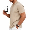 thumbnail image 5 of Bxsruta Men's Casual Textured Knit Polo Shirt Short Sleeve Button Front Breathable Solid Collared Pullover, 5 of 8