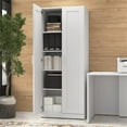 thumbnail image 3 of Hampton Heights 30W Tall Storage Cabinet with Doors in White - Engineered Wood, 3 of 9