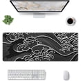 thumbnail image 2 of Japanese Wave Black & White Gaming Mouse Pad - XL Large Non-Slip Rubber Mousepad, Stitched Edges, Long Extended Mice Pad, Ideal for Desk, Home, Office, 31.5x11.8 Inch, 2 of 6