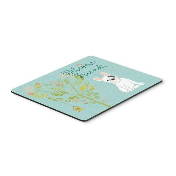 Welcome Friends Piebald French Bulldog Mouse Pad - Hot Pad or Trivet