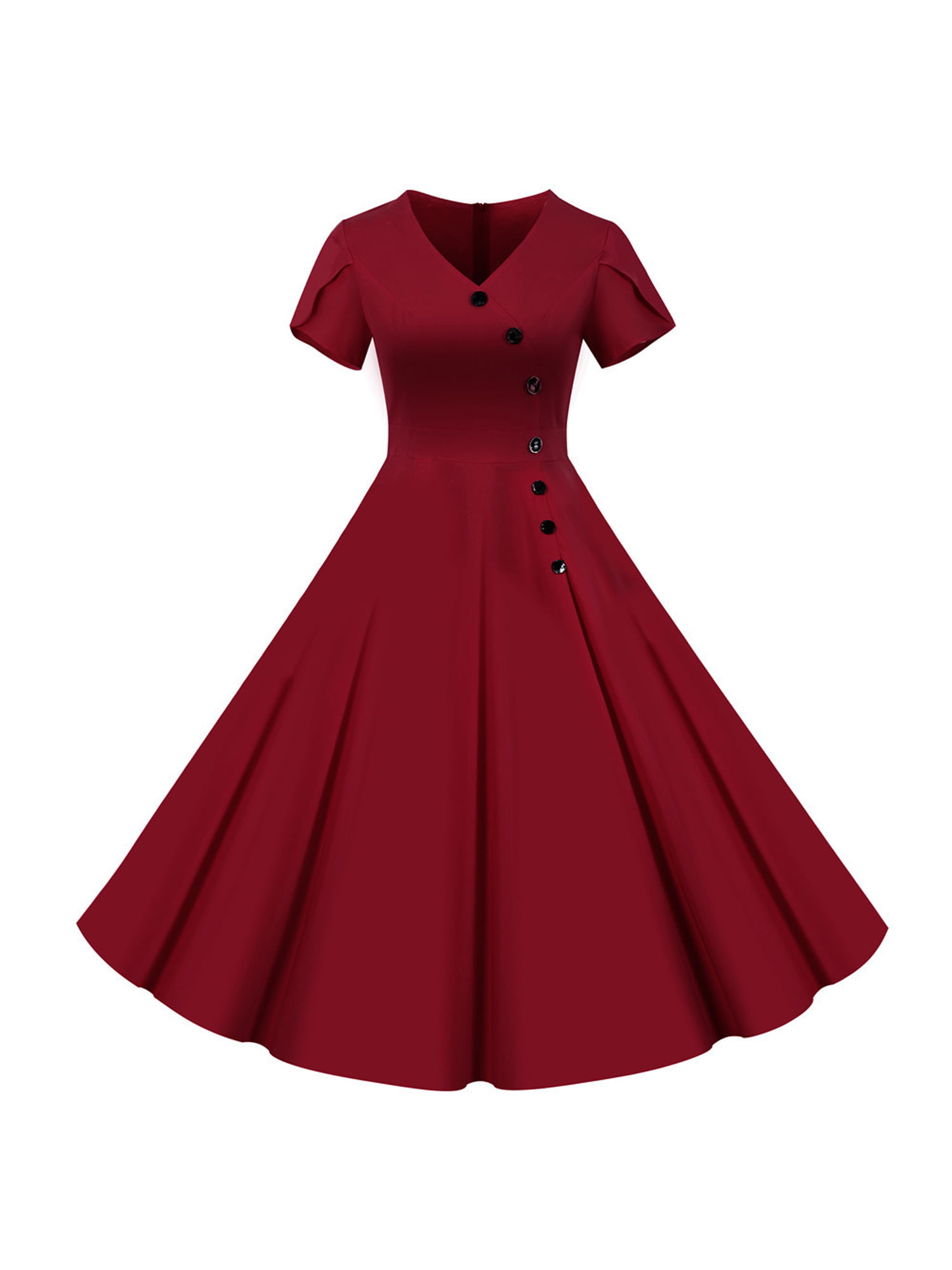 Women Vintage Rockabilly Swing Skater Dress Evening Party Cocktail Bridal Gown 