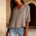 thumbnail image 4 of TRUBKH embroidered shirts Beach Vacation Tunics Peasant Blouses for Women Flowy Tunics Blouses Floral Embroidered Loose Dressy Casual Blouses V Neck Shirts Button Down V Neck Boho Tops Orange L, 4 of 8