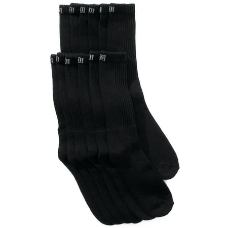 Wilson - Men's Cushioned Crew Socks, Black 6-Pack