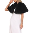 thumbnail image 4 of INSPIRE CHIC Faux Fur Shawl for Women's Wedding Collared Cape for Bridal Bridesmaids Gown Evening Jackets XS Black, 4 of 6