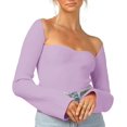 thumbnail image 3 of ORUYROP Pull pour Femmes Col Cœur Bustier Côtelé Corset Tricoté Manches Longues, 3 of 7