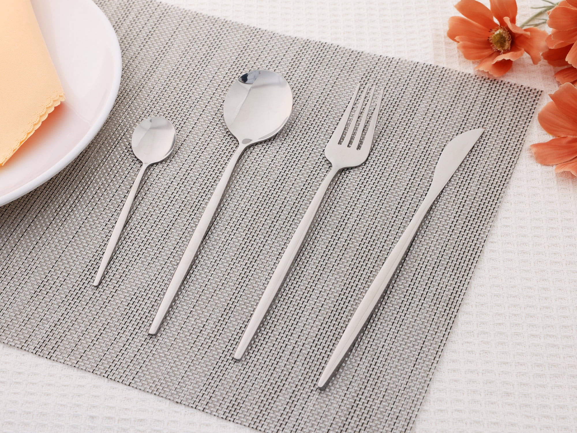 Unique Bargains 20 Piece Silverware Set Stainless Steel Flatware Set Silver