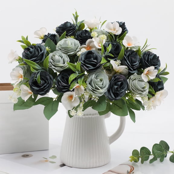 Taicans Artificial Roses Bouquet,11" Realistic Silk Rose Bush with Green Leaves,Faux Floral Stems for Wedding Bouquets,Centerpieces,Home Decor,Party,Table Arrangements,Indoor Outdoor Use