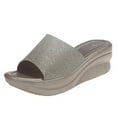 thumbnail image 2 of GERsome Womens Slippers Round Toe Crystal Wedge Slip On Beach Slippers, 2 of 9