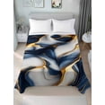 thumbnail image 4 of Navy Blue Marble Flat Sheets Only King Size, Soft Breathable Bed Top Sheets for Mattress, Gold Modern Art Luxury Bedding Flat Sheets for Home Hotel Bedroom Bed Protection, 4 of 9