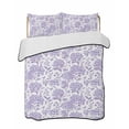 thumbnail image 2 of Quilts Queen Size, Purple Flowers Soft Comforter Bedding Set for Bed, Botanical Floral Vintage Wildflower Lightweight Quilted Bedspread with Pillow Cover(2 Pieces) for All Season, 90x96 Inch, 2 of 6